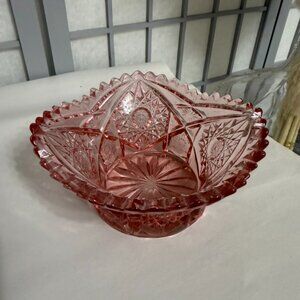 Vintage Cranberry Depression Glass Hobstar Pattern Bowl